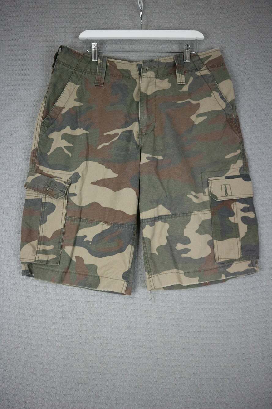 Urban Heritage Camo Cargo Shorts Green Brown Men's Size 34 100% Cotton Utility 9